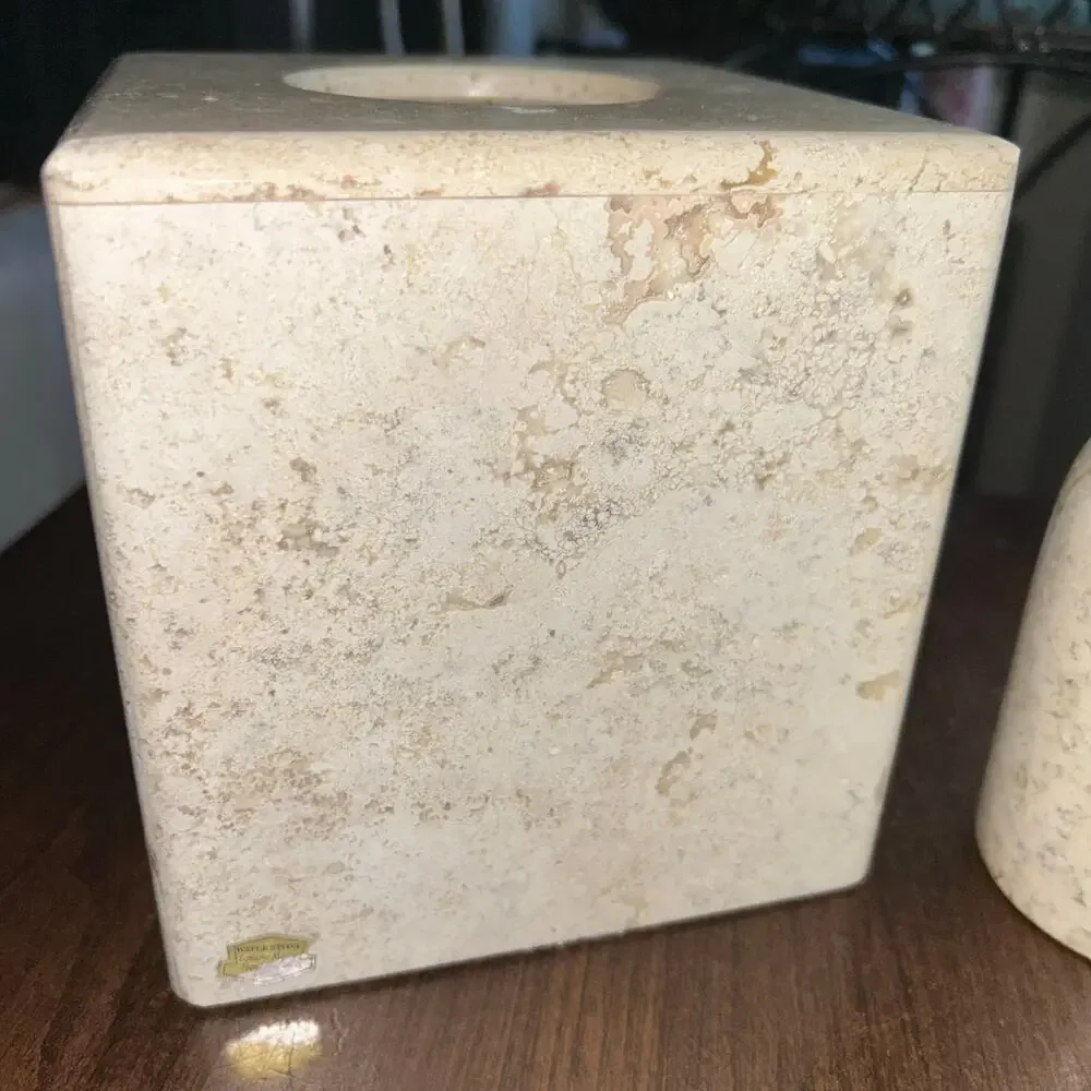 Natural travertine stone bathroom liquid soap dispenser tissue box cover